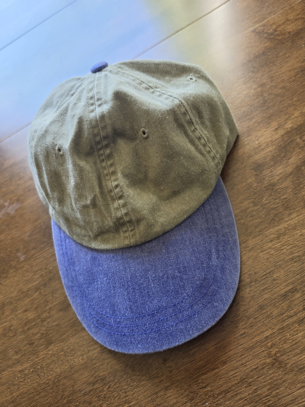 Adams Two-Tone Cotton Baseball Cap – Olive Green & Blue